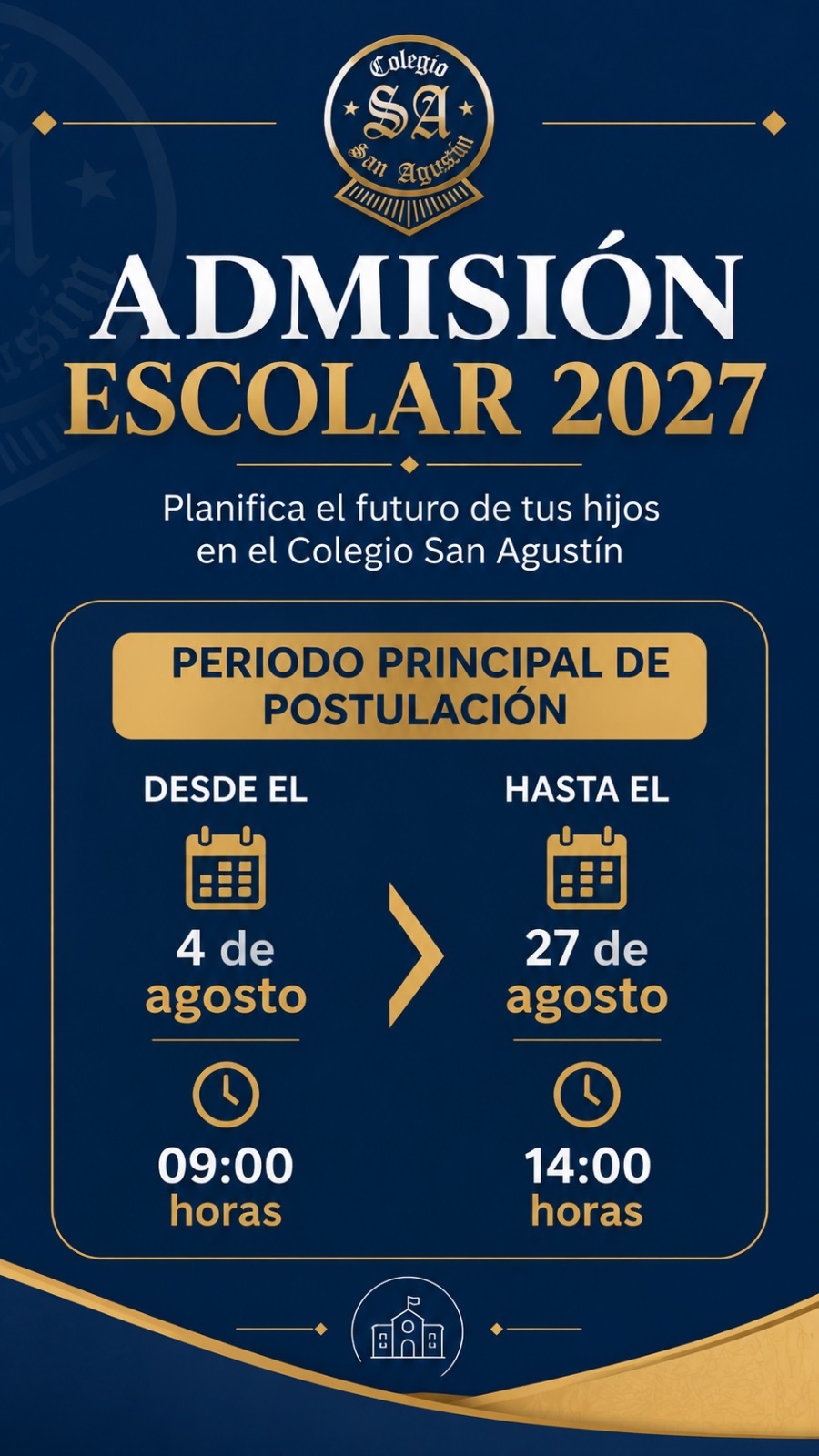 Admisión Escolar 2027 del Colegio San Agustín